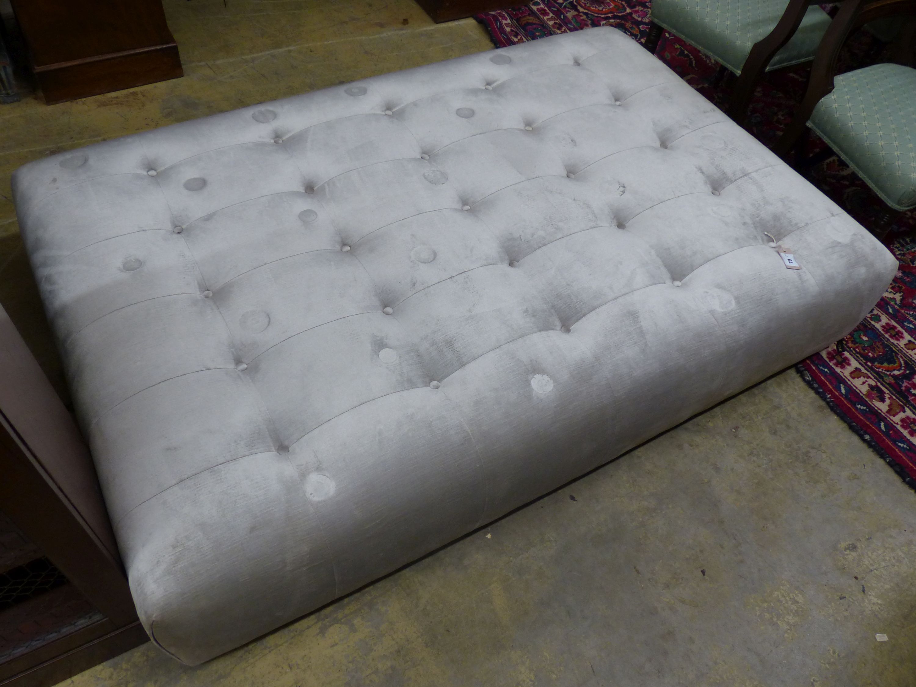 A designer Latorre Furniture large rectangular upholstered footstool, length 175cm, depth 110cm, height 35cm